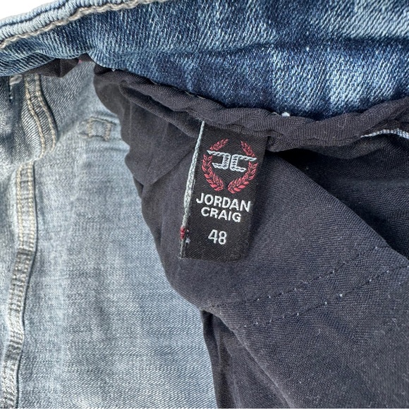 Jordan Craig Legacy Edition Men Light Wash Jean Shorts Sz 48x12 Ripped Bling NWT - Picture 5 of 13